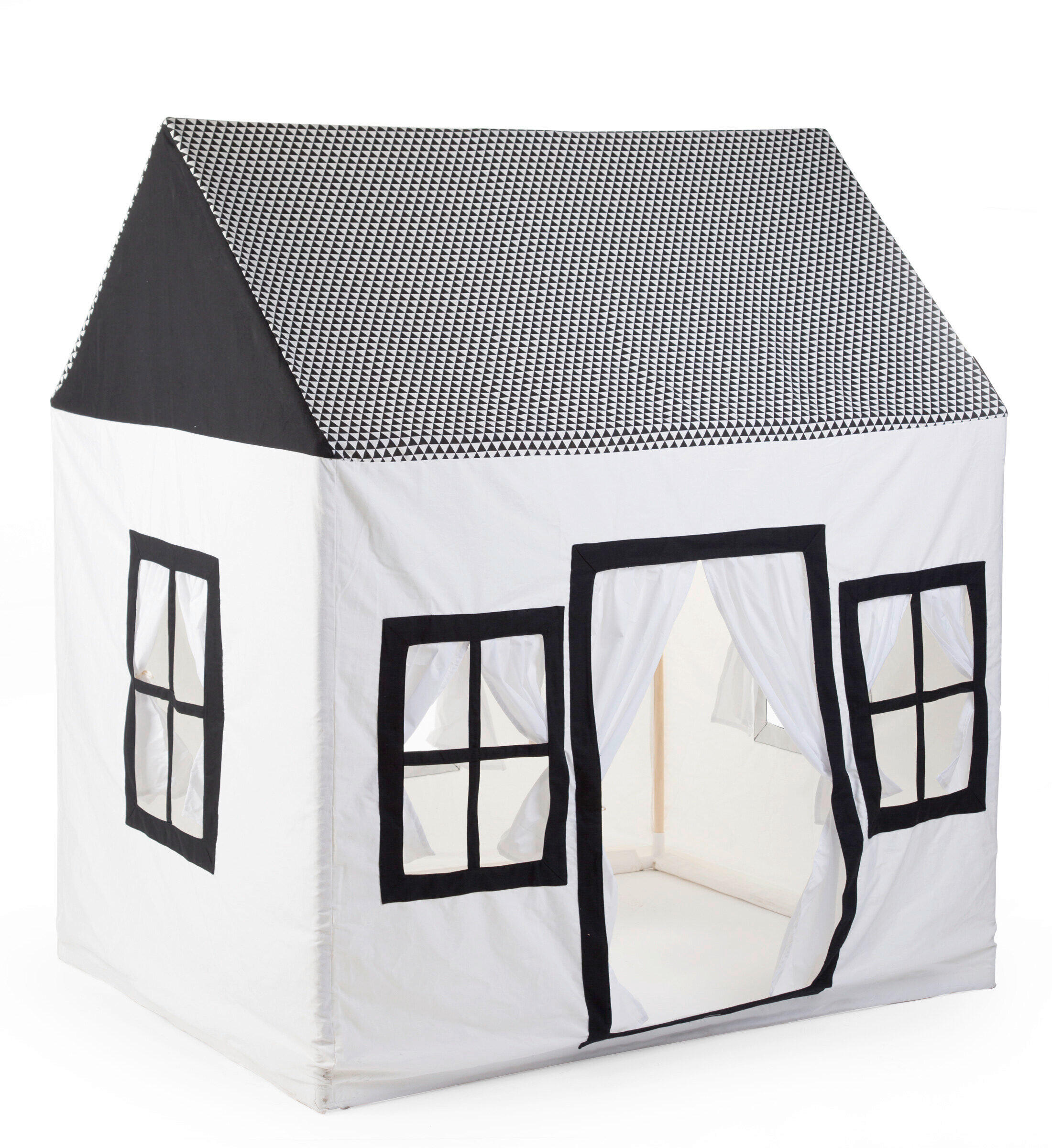 SPIELZELT - Schwarz/Weiß, Basics, Holz/Kunststoff (125/95/145cm) - Childhome