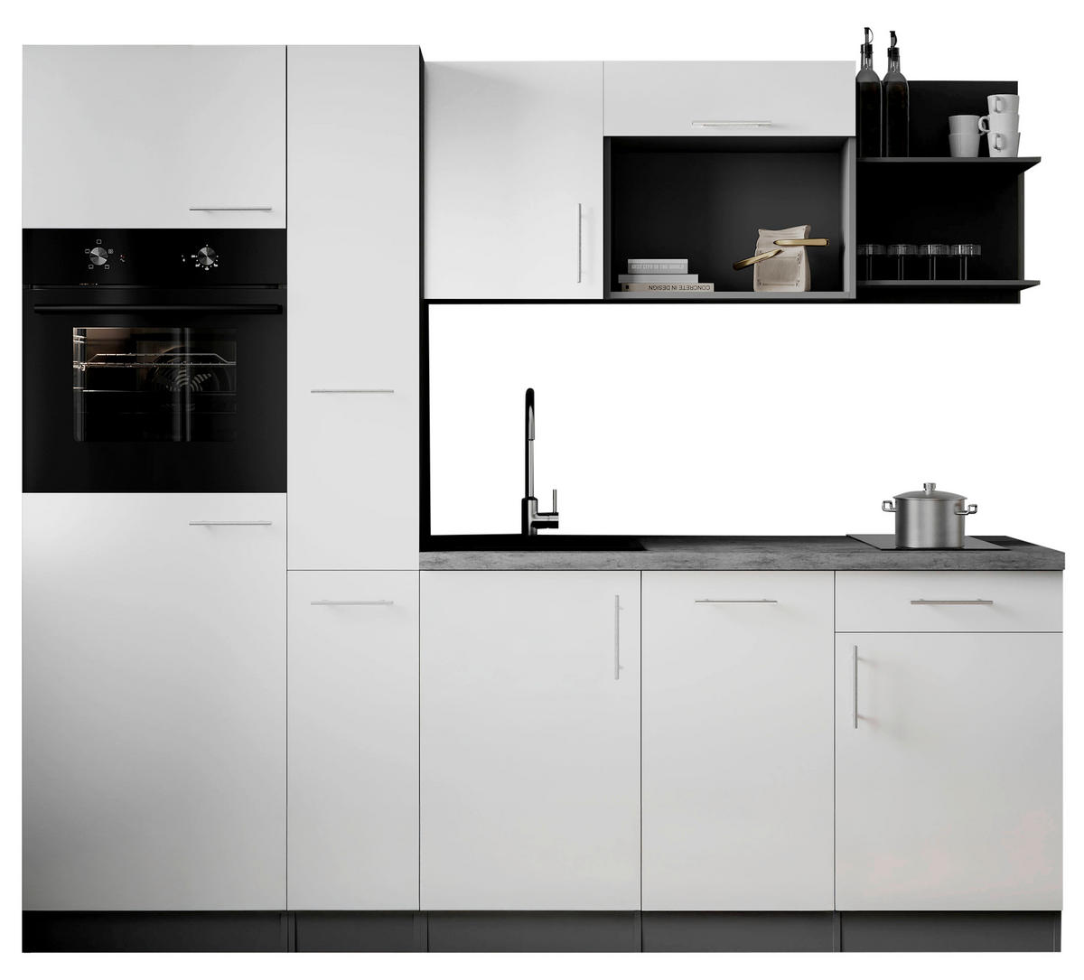 KÜCHENBLOCK Oliver 235 cm  in Weiß  - Weiß/Grau, Trend, Holzwerkstoff/Metall (235cm) - Respekta