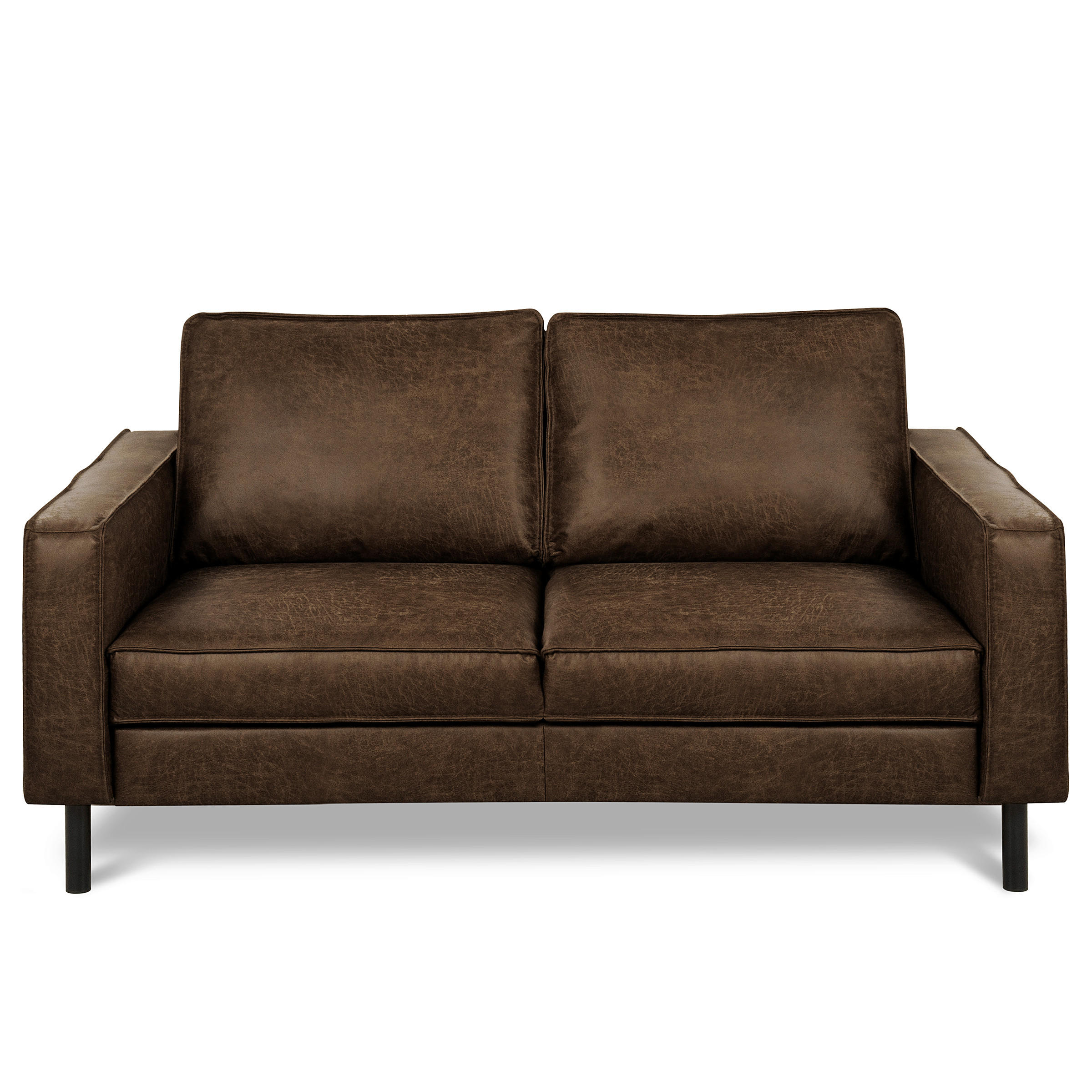 2-SITZER-SOFA Dunkelbraun Echtleder Lederlook  - Dunkelbraun, Design, Leder/Textil (148/85/92cm) - Livetastic