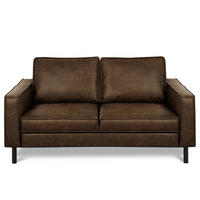 2-SITZER-SOFA Dunkelbraun Echtleder Lederlook  - Dunkelbraun, Design, Leder/Textil (148/85/92cm) - Livetastic