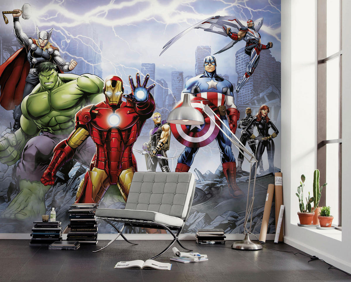 FOTOTAPETE AVENGERS ULTIMATE WARRIORS  - Naturfarben, Design, Textil (300/250cm) - Marvel