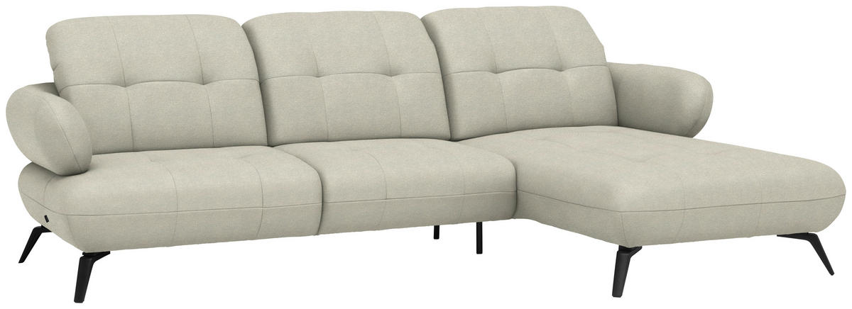 ECKSOFA Flachgewebe Sandfarben  - Sandfarben/Schwarz, Design, Textil/Metall (282/189cm) - Novel