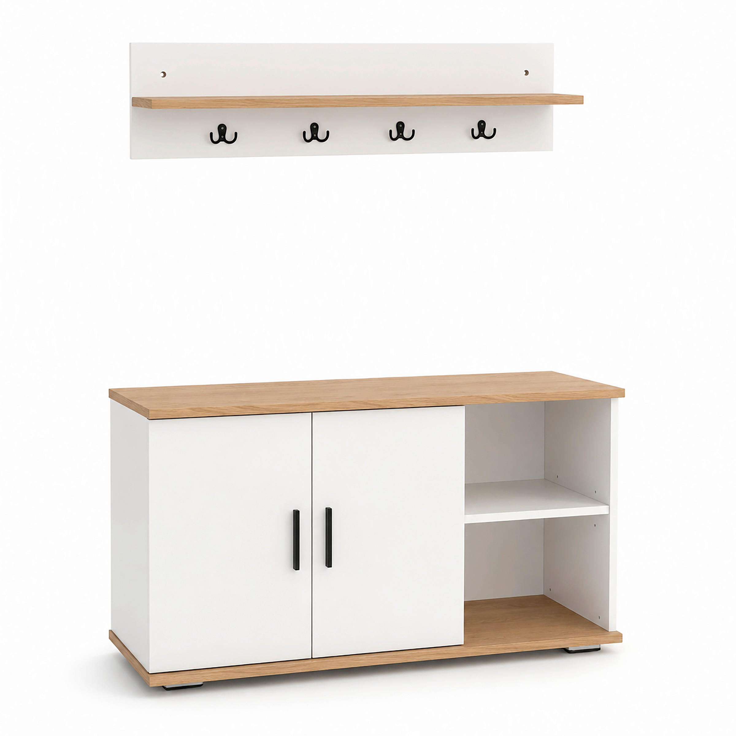 HALLMÖBEL 2 delar i 90/77/33 cm vit, honungsek 77/90/33 cm