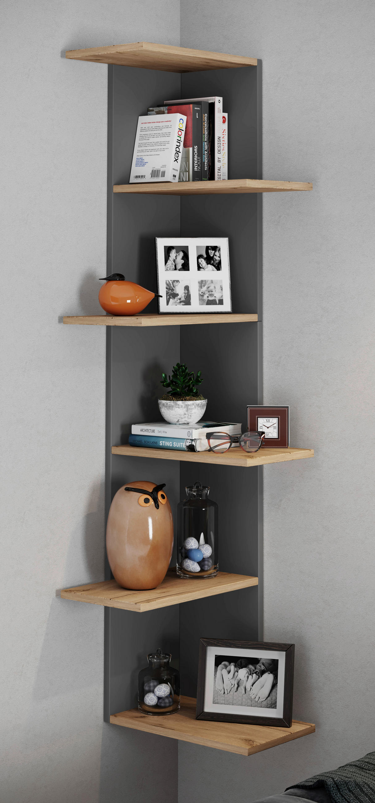 ECKREGAL in 37/140/37 cm Schwarz, Honigeiche  - Honigeiche/Weiss, Lifestyle, Holzwerkstoff (37/140/37cm) - MID.YOU