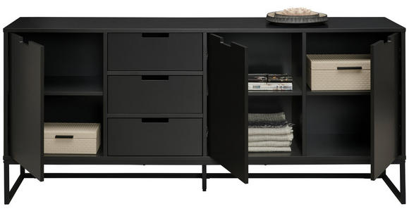 SIDEBOARD in 180/79/40 cm - Anthrazit/Schwarz, Design, Holzwerkstoff/Metall (180/79/40cm) - Novel