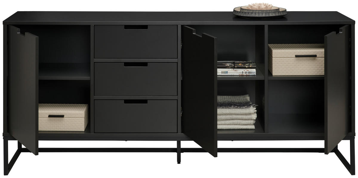 SIDEBOARD 180/79/40 cm  in Anthrazit, Schwarz  - Anthrazit/Schwarz, Design, Holzwerkstoff/Metall (180/79/40cm) - Novel