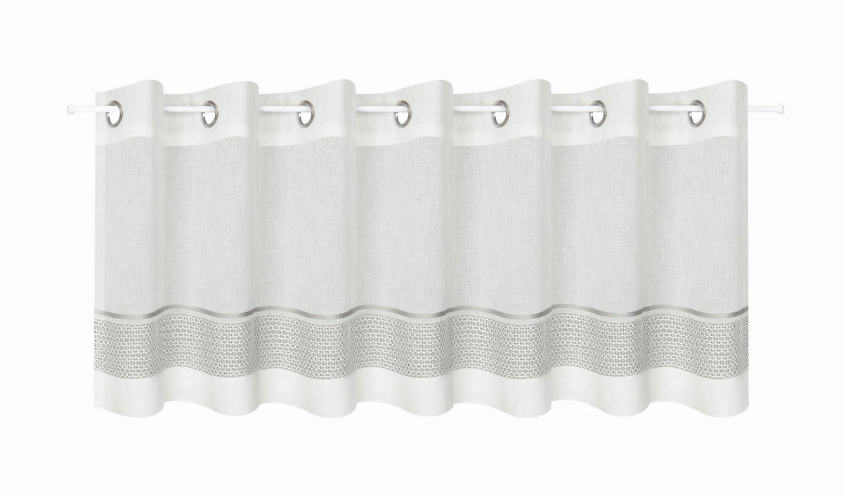 KURZGARDINE  145/50 cm  - Perlmutt/Grau, KONVENTIONELL, Textil (145/50cm)