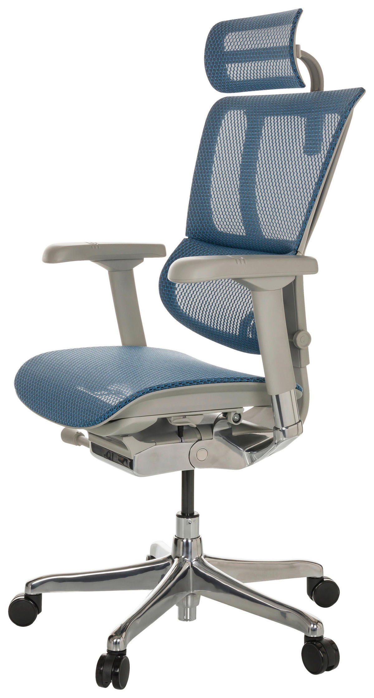 DREHSTUHL Netz Blau  - Blau/Silberfarben, Basics, Kunststoff/Textil (69/116-138/66cm) - MID.YOU