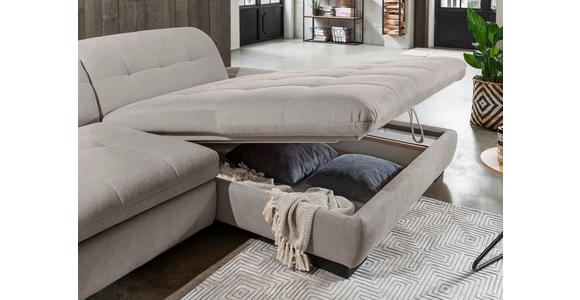 ECKSOFA  in Mikrofaser Hellgrau  290/198 cm  - Hellgrau/Schwarz, Design, Textil/Metall (290/198cm) - Xora