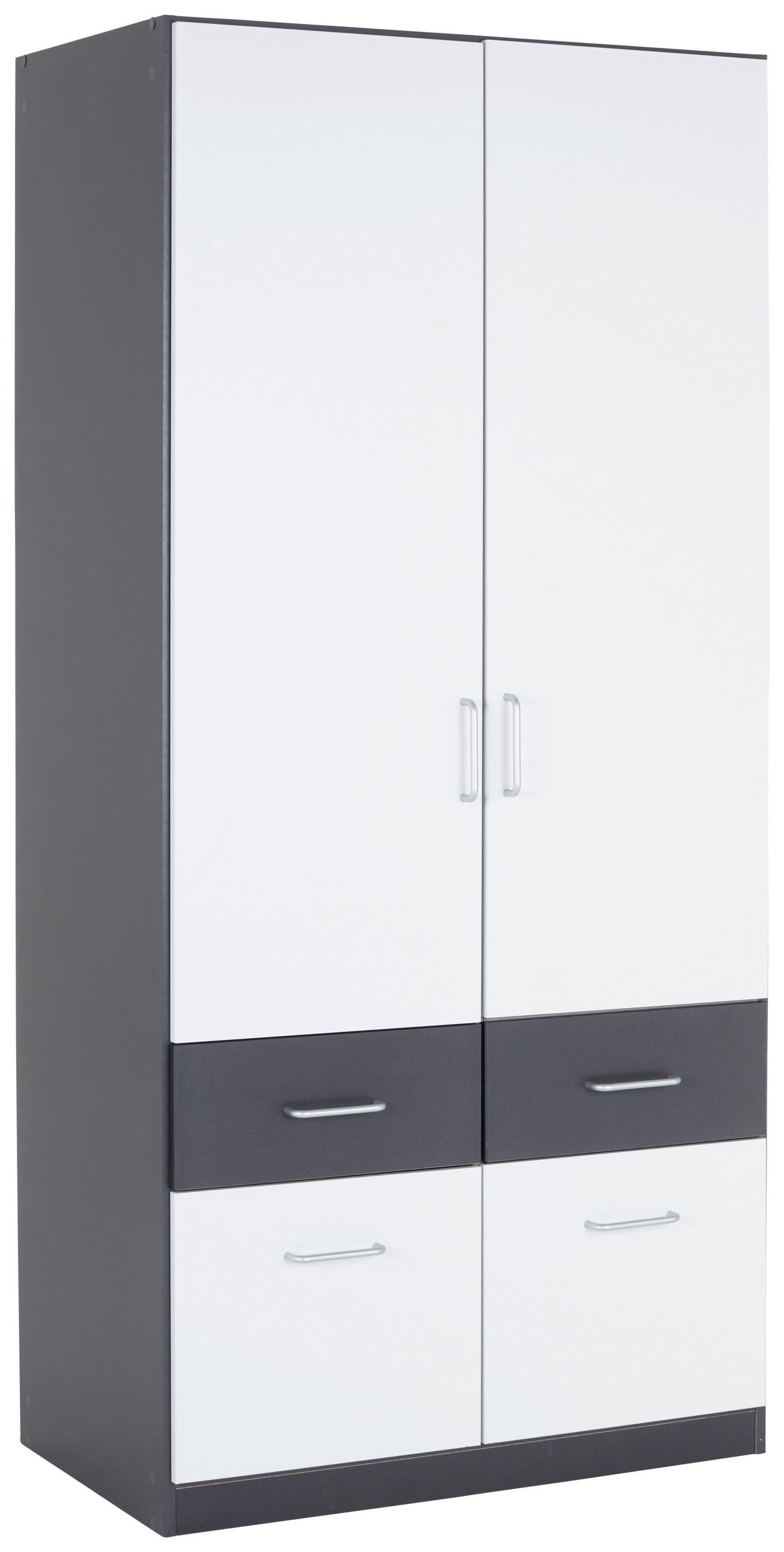 KLEIDERSCHRANK 91/197/54 cm 2-türig Grau, Weiß  - Alufarben/Weiß, KONVENTIONELL, Holzwerkstoff/Kunststoff (91/197/54cm) - Rauch Möbel