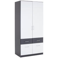KLEIDERSCHRANK 91/197/54 cm 2-türig Grau, Weiß  - Alufarben/Weiß, KONVENTIONELL, Holzwerkstoff/Kunststoff (91/197/54cm) - Rauch Möbel