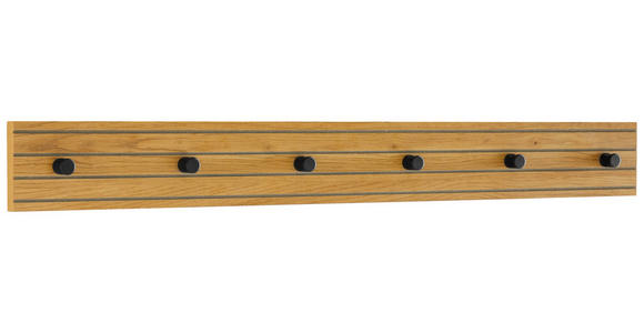 HAKENLEISTE in Schwarz, Eichefarben - Eichefarben/Schwarz, Design, Holzwerkstoff/Metall (80/9/1,5cm) - Carryhome