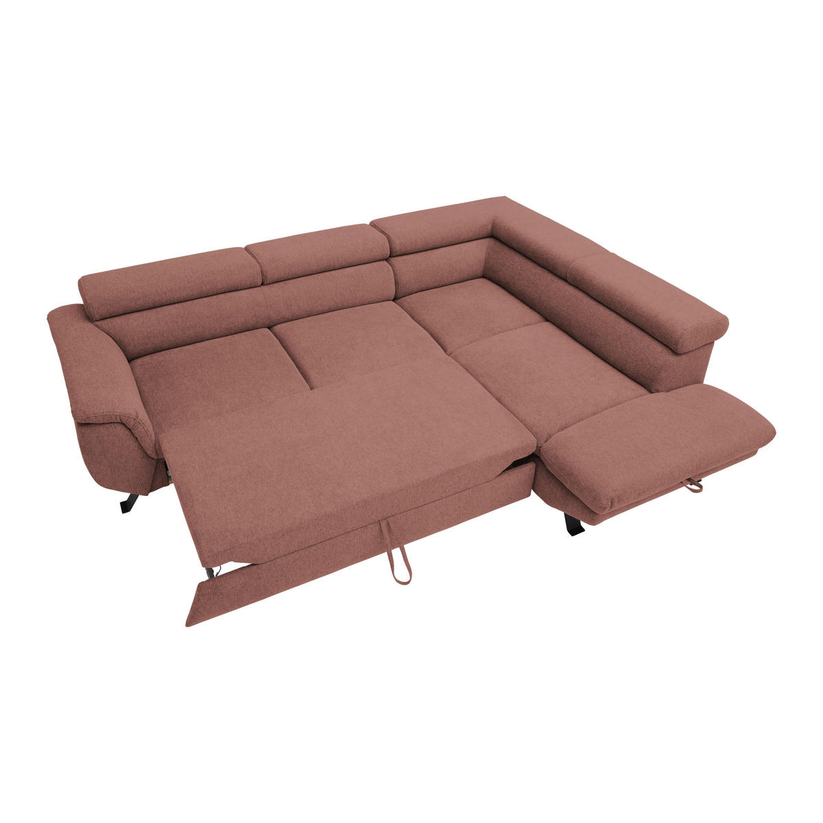 HÖRNSOFFA i vävt tyg korall  - svart/korall, Modern, metall/textil (257/198cm) - MID.YOU