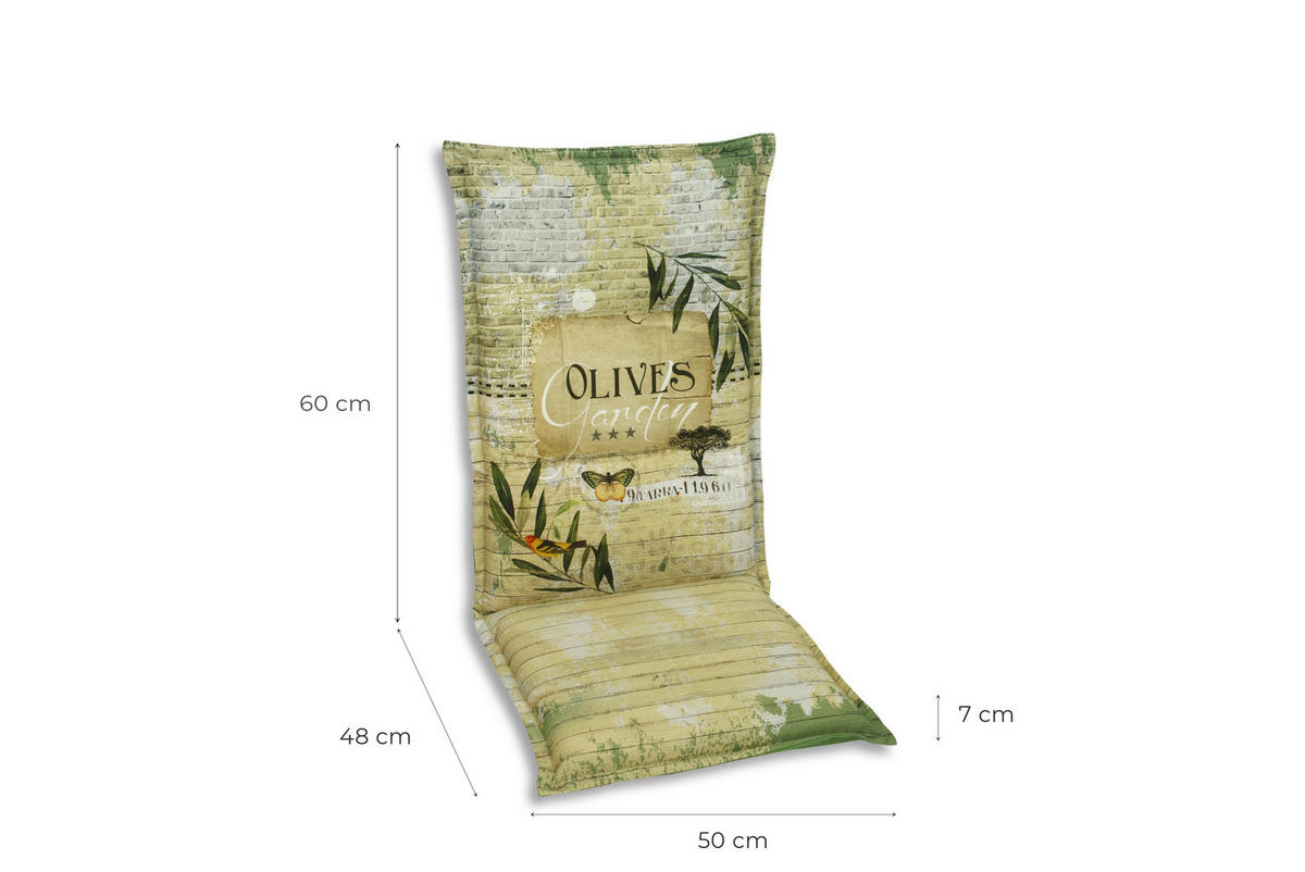 SESSELAUFLAGENSET in Grün, Dunkelgrün, Hellgrün Floral  - Dunkelgrün/Hellgrün, Basics, Textil (50/7/108cm)