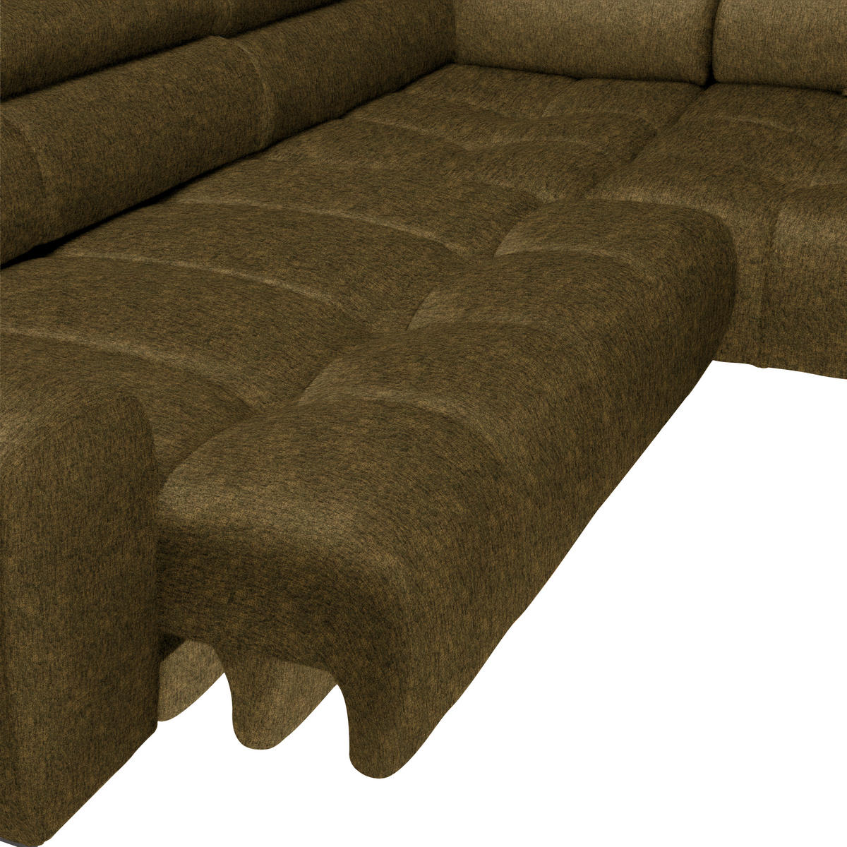 CloseUp von Welnova ECKSOFA Olivgrün Samt, Webstoff.