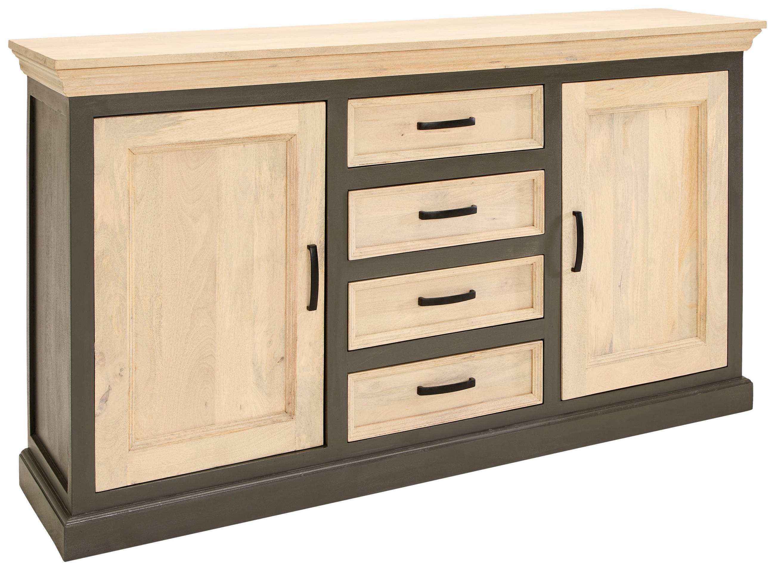 SIDEBOARD 160/90/40 cm  in Grau, Naturfarben  - Schwarz/Naturfarben, Natur, Holz/Metall (160/90/40cm) - Livetastic