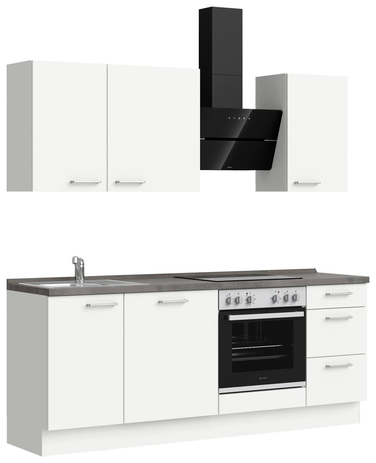 KÜCHENLEERBLOCK 210 cm   Grau, Weiss  - Weiss/Edelstahlfarben, Modern, Holzwerkstoff/Metall (210cm) - Nobilia