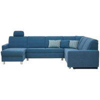 WOHNLANDSCHAFT in Jacquard Blau, Petrol  - Blau/Petrol, KONVENTIONELL, Kunststoff/Textil (158/322/236cm) - Sedda