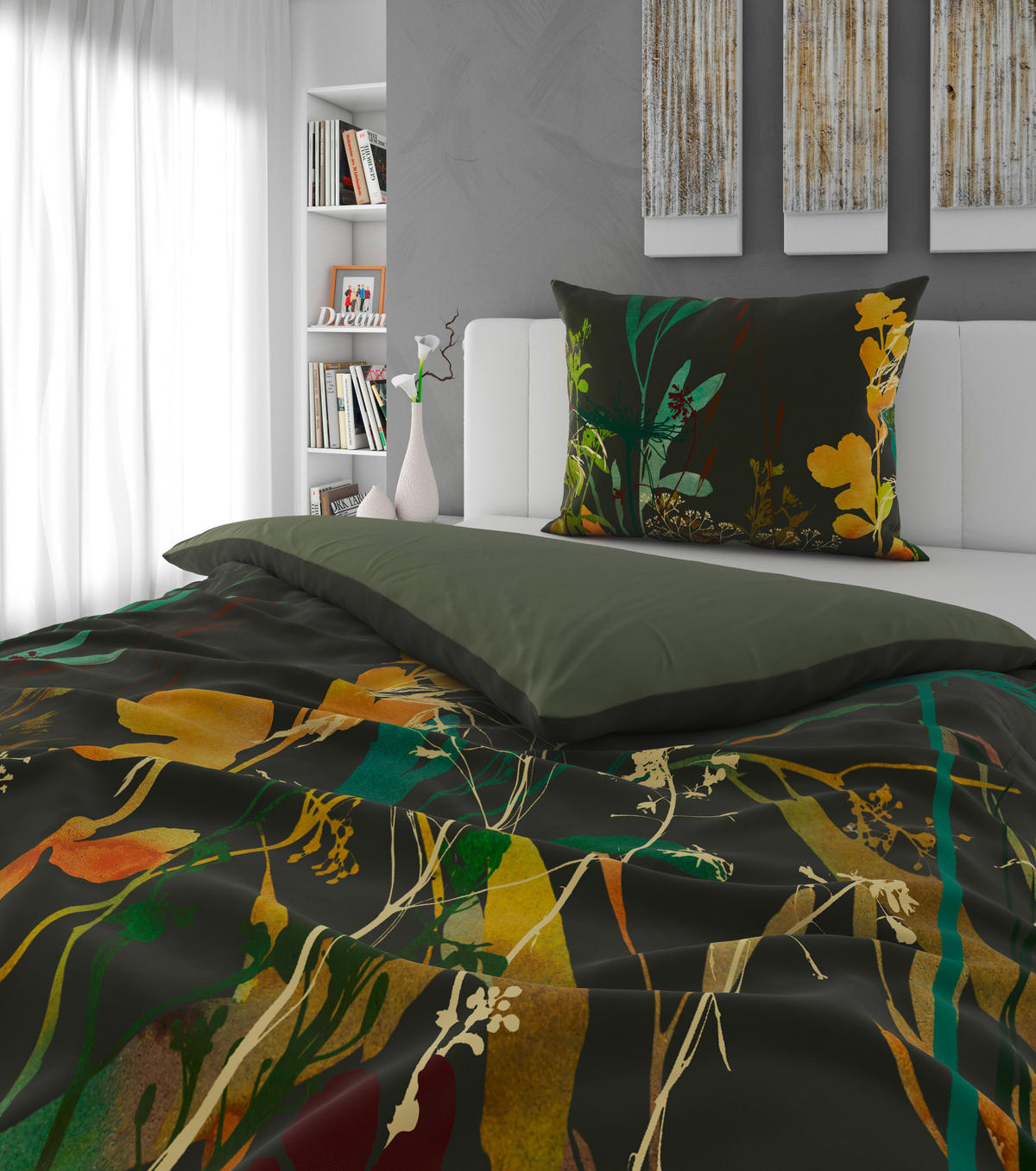 WENDEBETTWÄSCHE 2-teilig Satin 140/200 cm  - Olivgrün, KONVENTIONELL, Textil (140/200cm) - Esposa