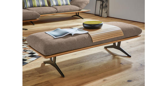 HOCKERBANK in Holz, Textil Hellbraun - Hellbraun/Schwarz, Design, Holz/Textil (150/43/60cm) - Dieter Knoll