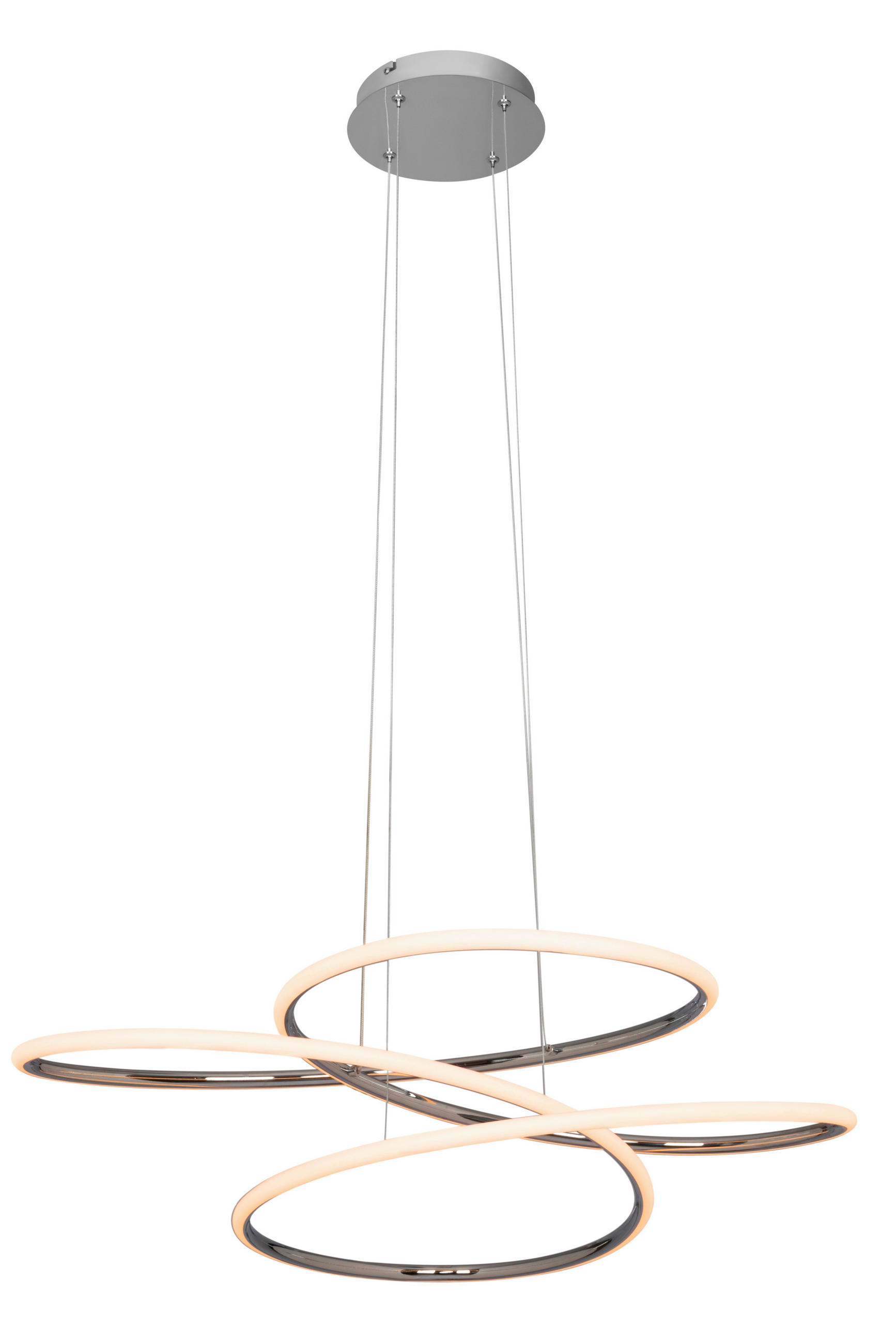 LED-HÄNGELEUCHTE Baltimore 84,5/150 cm   - Silberfarben, Design, Kunststoff/Metall (84,5/150cm) - Novel