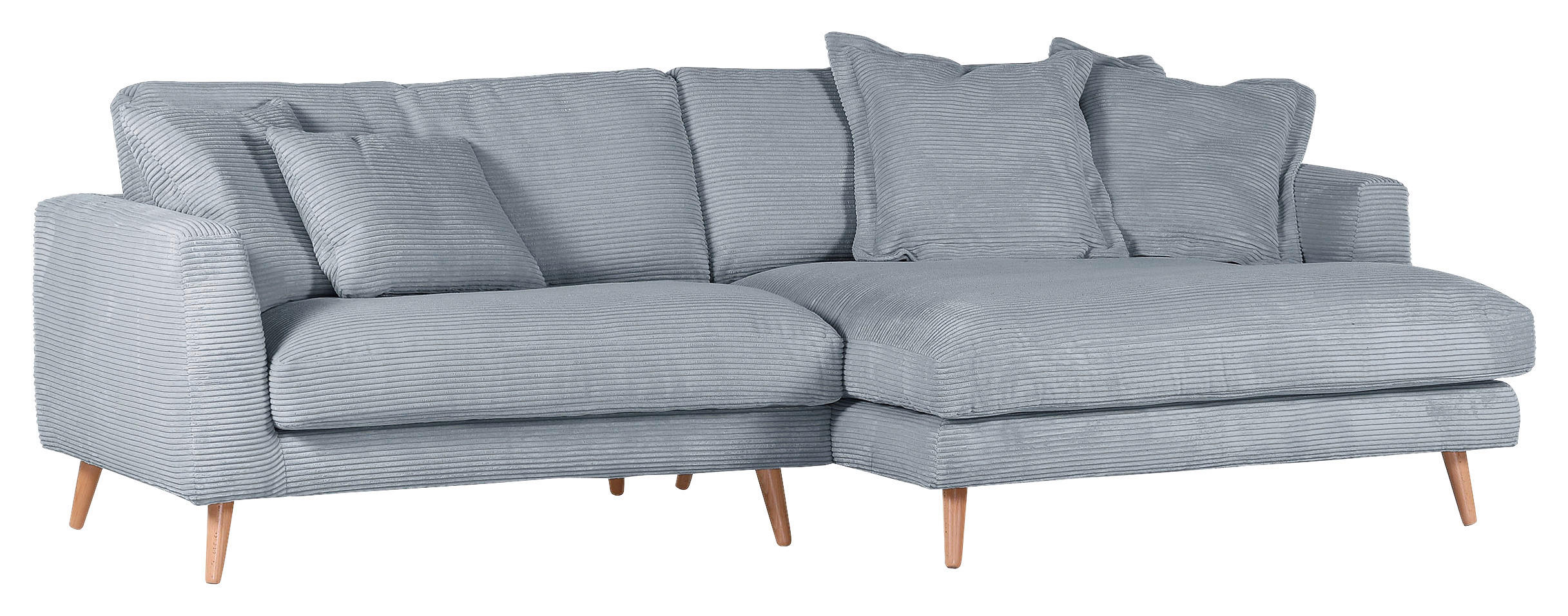 ECKSOFA in Cord Hellblau  - Naturfarben/Hellblau, Romantik / Landhaus, Holz/Textil (270/140cm) - Landscape