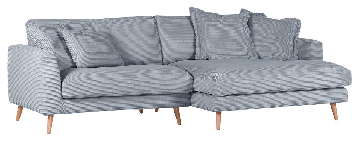 ECKSOFA in Cord Hellblau  - Naturfarben/Hellblau, Romantik / Landhaus, Holz/Textil (270/140cm) - Landscape