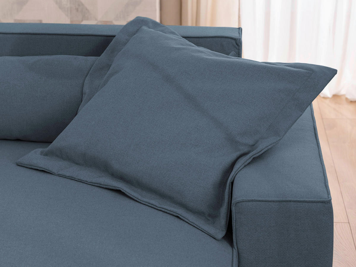 ECKSOFA Curduroy in Webstoff Blau Rückenkissen  251/142 cm  - Blau/Schwarz, Design, Kunststoff/Textil (251/142cm) - P & B