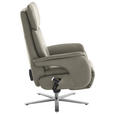 RELAXSESSEL in Leder Hellgrau  - Edelstahlfarben/Hellgrau, Design, Leder/Metall (70/124/85cm) - Cantus