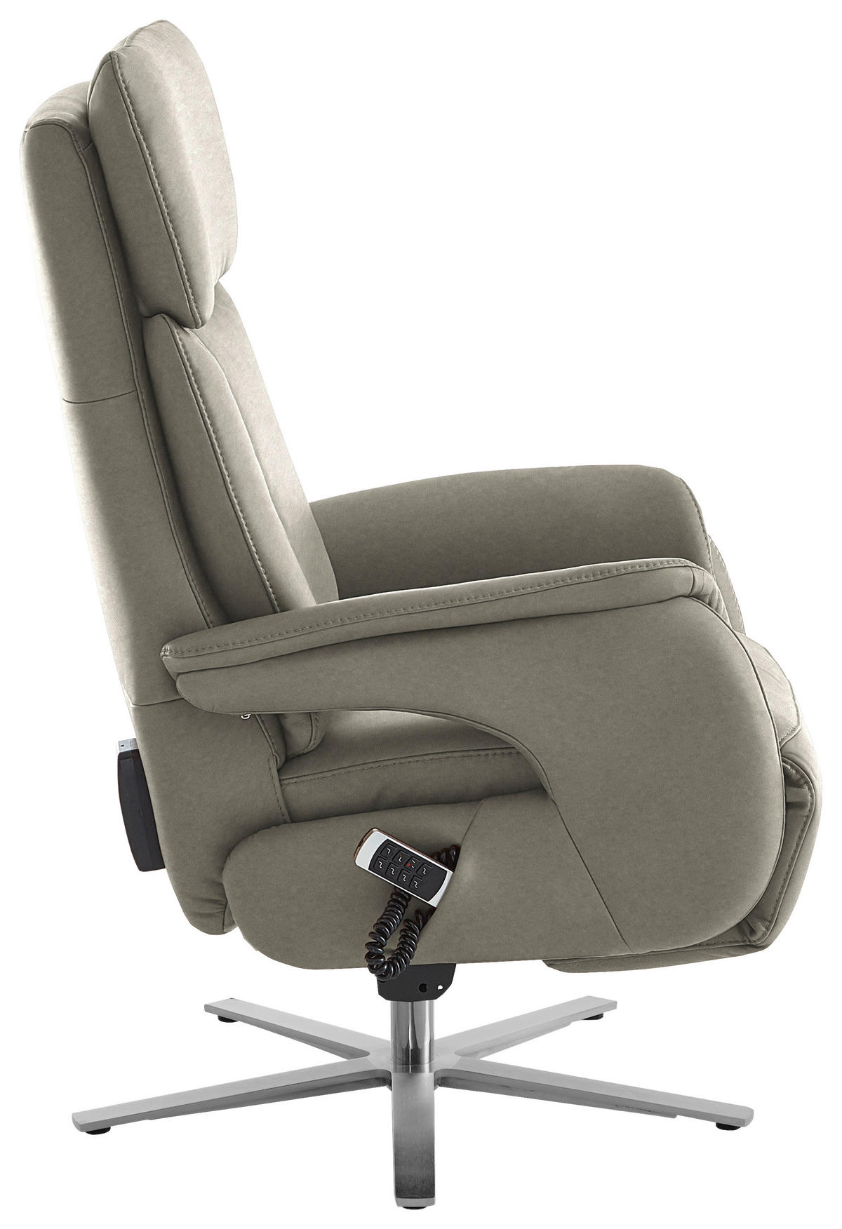 RELAXSESSEL in Leder Hellgrau  - Edelstahlfarben/Hellgrau, Design, Leder/Metall (70/124/85cm) - Cantus