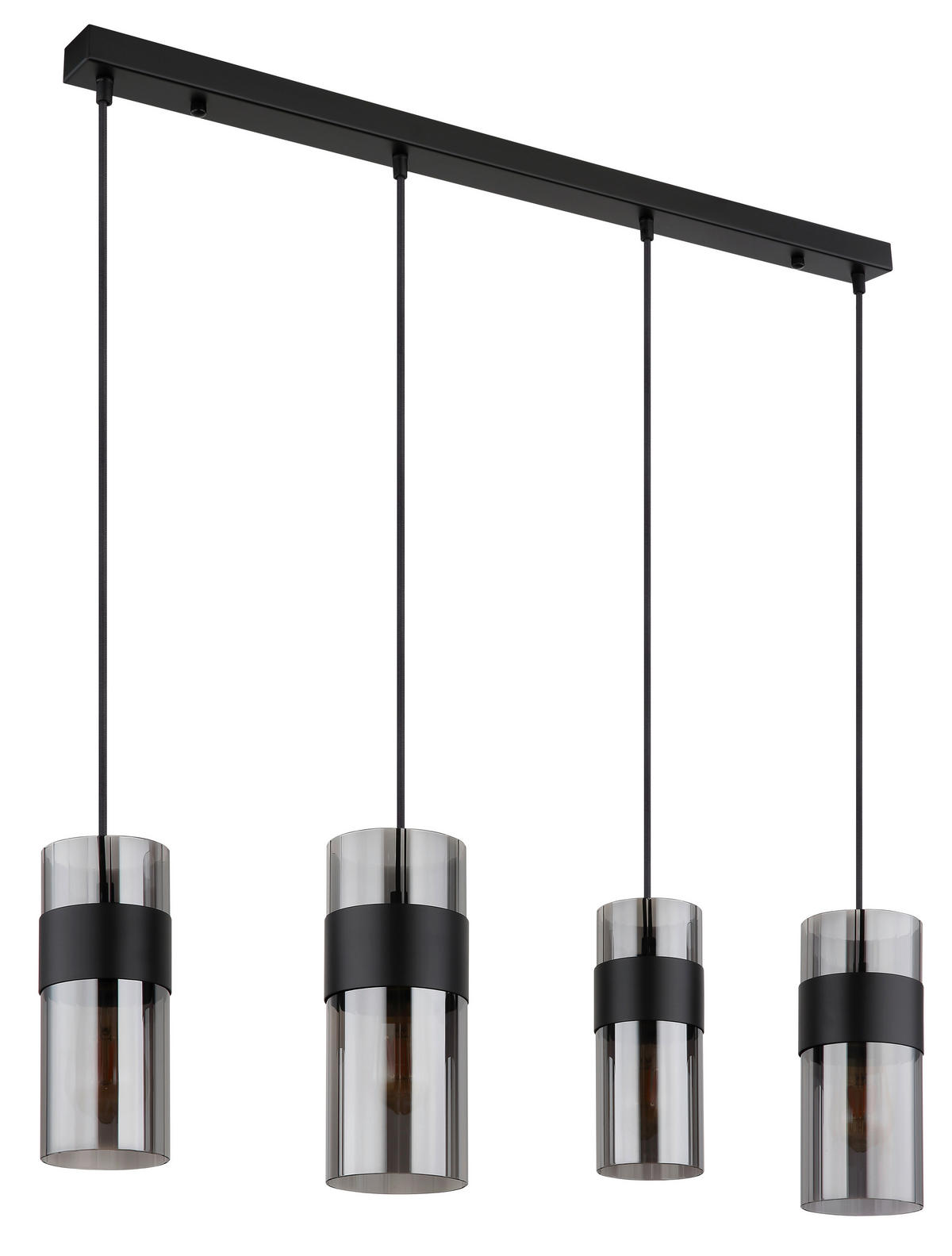 HÄNGELEUCHTE 92/12,3/150 cm    - Schwarz, Design, Glas/Textil (92/12,3/150cm) - Globo