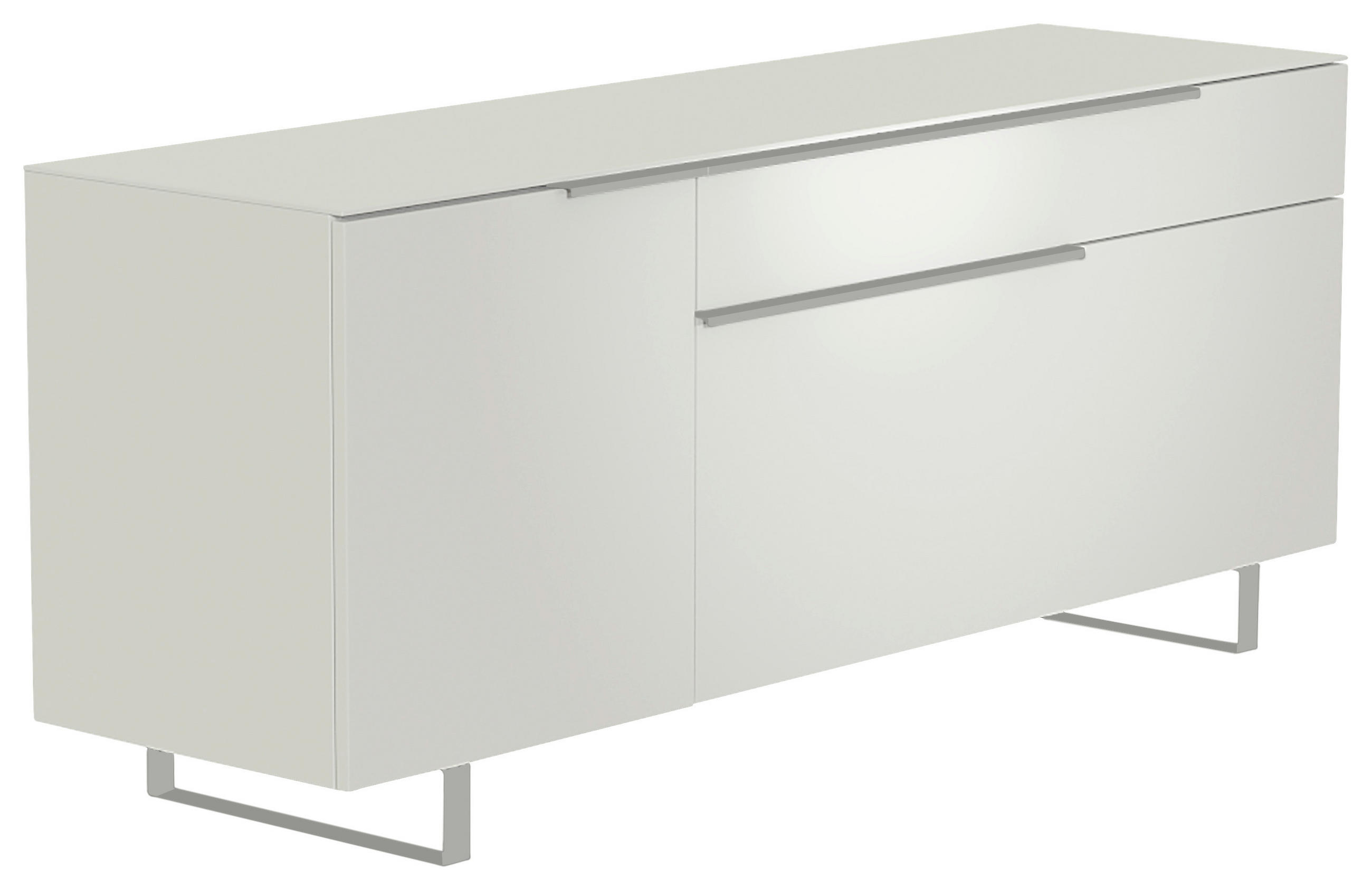 LOWBOARD  in 160/66/45 cm  - Alufarben/Weiß, Design, Glas/Holzwerkstoff (160/66/45cm) - Moderano