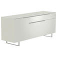 LOWBOARD Weiß, Alufarben  160/66/45 cm  - Alufarben/Weiß, Design, Glas/Holzwerkstoff (160/66/45cm) - Moderano