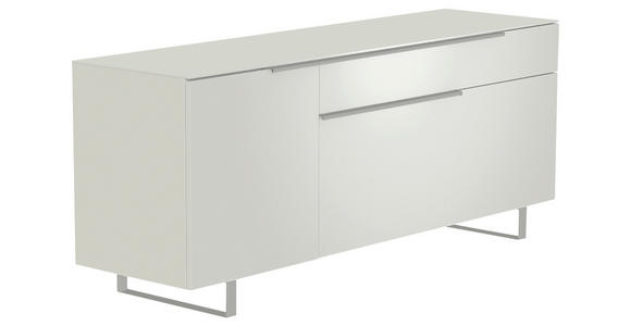 LOWBOARD Weiß, Alufarben  160/66/45 cm  - Alufarben/Weiß, Design, Glas/Holzwerkstoff (160/66/45cm) - Moderano
