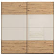 SCHWEBETÜRENSCHRANK 226/223/68 cm 2-türig Champagner, Eiche Artisan  - Champagner/Eichefarben, Design, Glas/Holzwerkstoff (226/223/68cm) - Xora