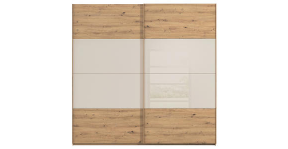 SCHWEBETÜRENSCHRANK 226/223/68 cm 2-türig Champagner, Eiche Artisan  - Champagner/Eichefarben, Design, Glas/Holzwerkstoff (226/223/68cm) - Xora