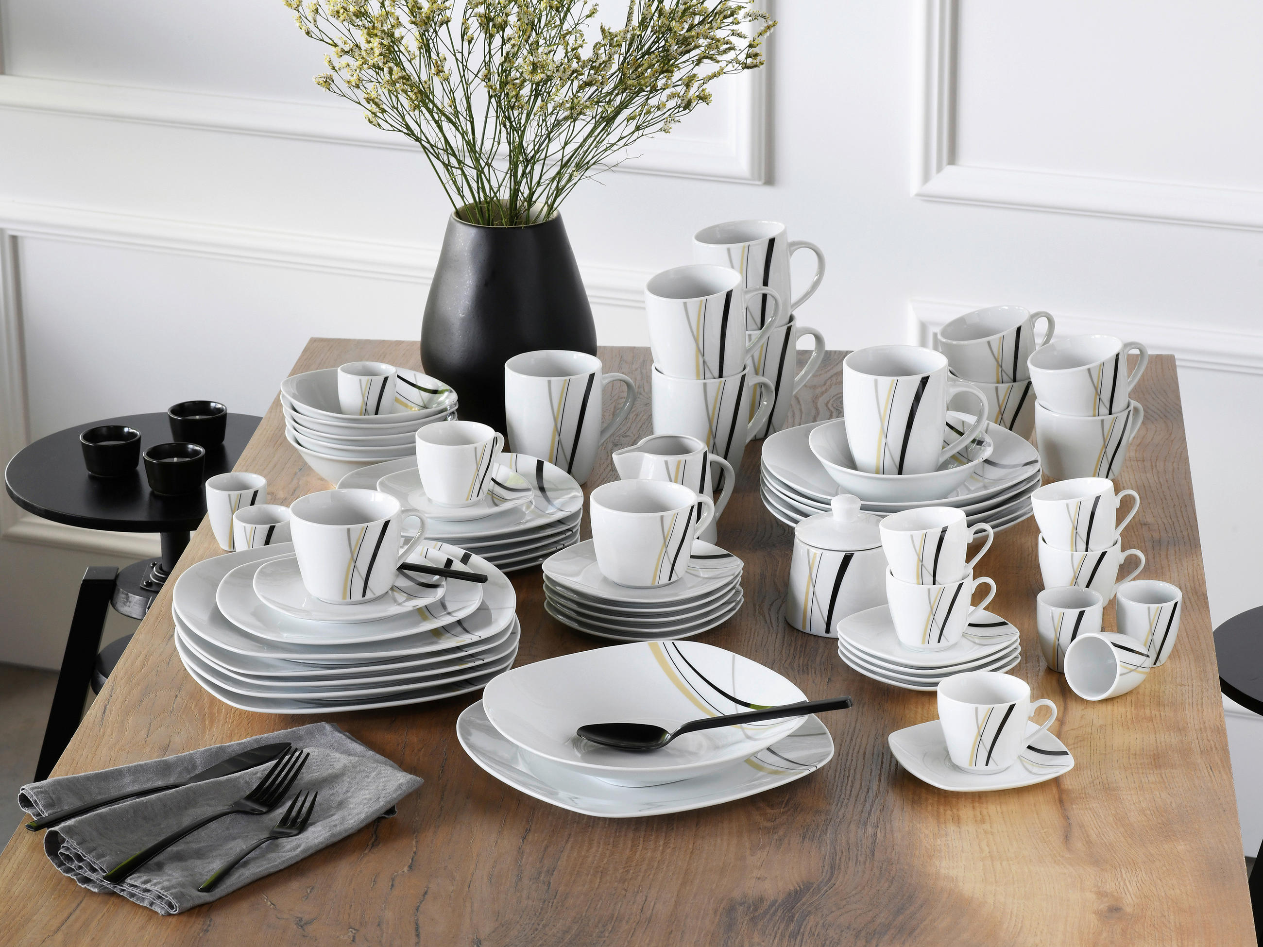 KOMBISERVICE Square - City Line 62-teilig  - Weiß, Trend, Keramik - Creatable