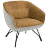 COCKTAILSESSEL in Struktur Echtleder Grau, Currygelb  - Currygelb/Anthrazit, Design, Leder/Textil (76/80/73cm) - Joop!
