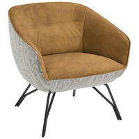 COCKTAILSESSEL in Struktur Echtleder Grau, Currygelb  - Currygelb/Anthrazit, Design, Leder/Textil (76/80/73cm) - Joop!