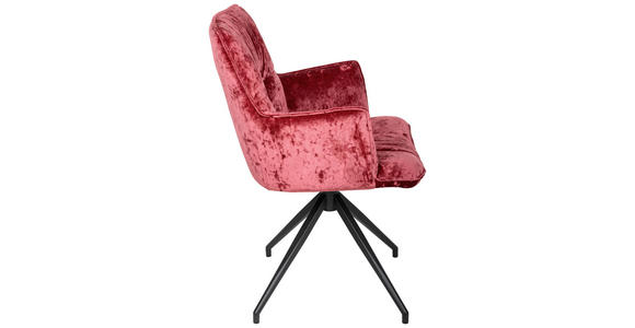 ARMLEHNSTUHL  Stoffauswahl, Sitzfläche 360° drehbar, automatische Rückholfunktion Samt  - Beere/Schwarz, Design, Textil/Metall (59/89,5/63cm) - Novel