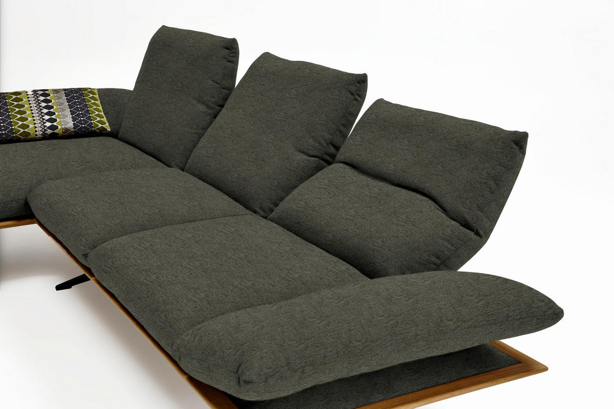 ECKSOFA in Flachgewebe Graubraun  159/314 cm  - Graubraun/Schwarz, Design, Holz/Textil (159/314cm) - Dieter Knoll