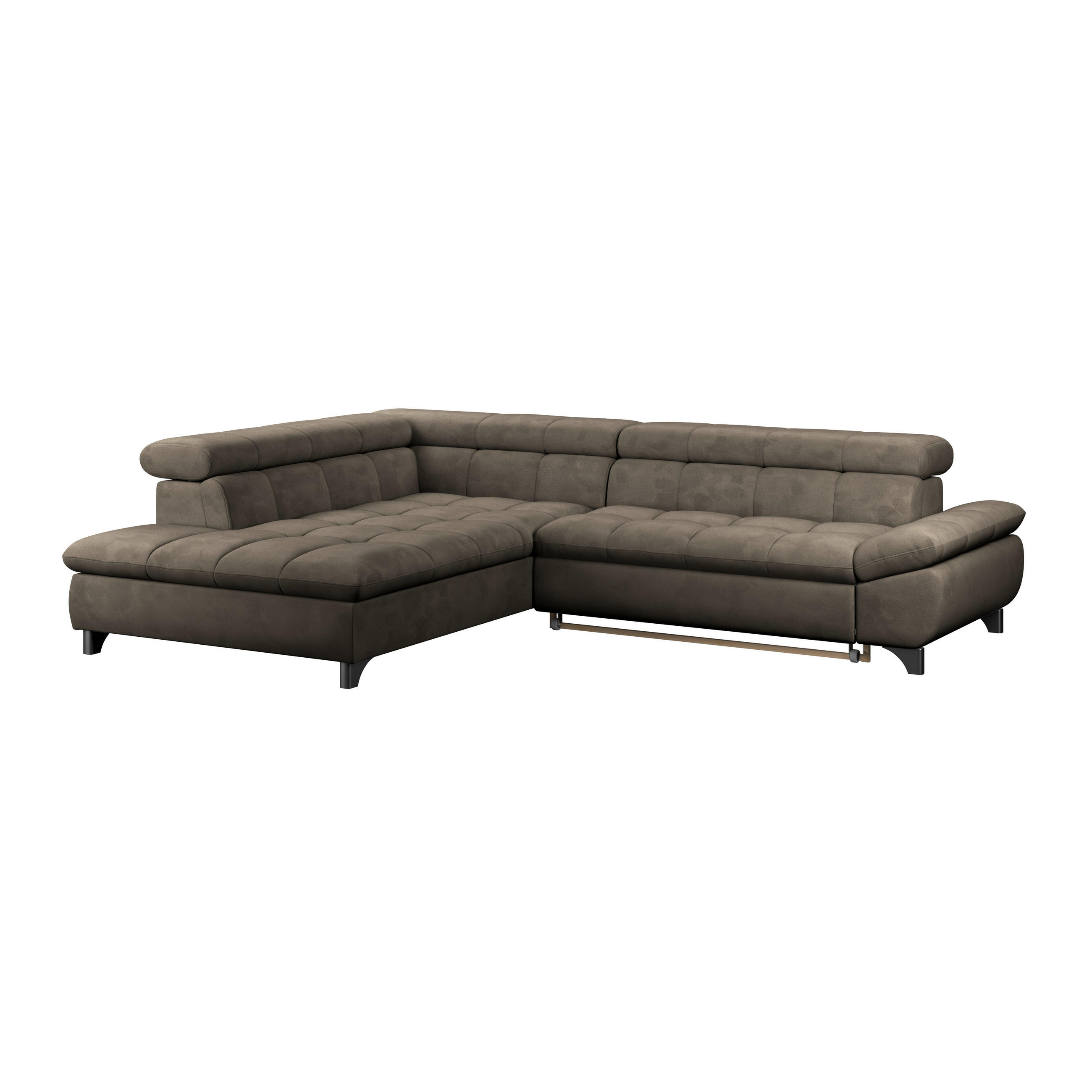 ECKSOFA Taupe Chenille  - Taupe/Chromfarben, KONVENTIONELL, Textil/Metall (234/312cm) - Livetastic