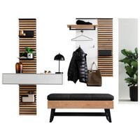 GARDEROBE 4-teilig  in 239/196/41 cm  - Eichefarben/Anthrazit, Design, Glas/Holz (239/196/41cm) - Schöner Wohnen