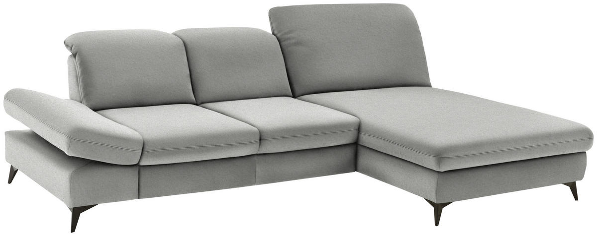 ECKSOFA  in Chenille Greige  288/198 cm  - Greige/Schwarz, Design, Textil/Metall (288/198cm) - Beldomo Style