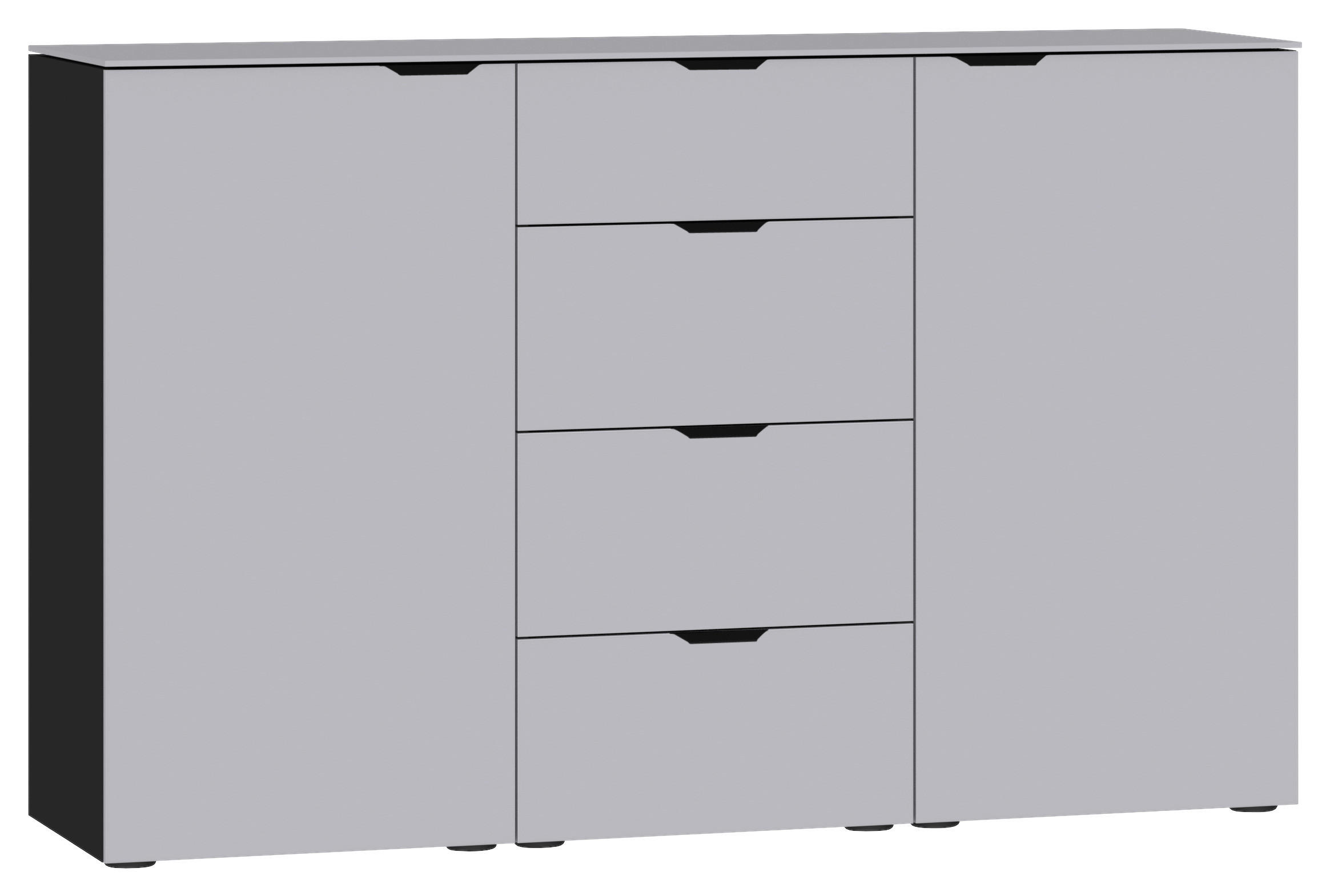 SIDEBOARD  in 135/87/43 cm  - Hellgrau/Schwarz, Design, Glas/Holzwerkstoff (135/87/43cm) - Jutzler