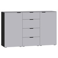 SIDEBOARD  in 135/87/43 cm  - Hellgrau/Schwarz, Design, Glas/Holzwerkstoff (135/87/43cm) - Jutzler