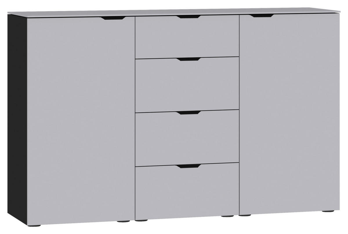 SIDEBOARD  in 135/87/43 cm  - Hellgrau/Schwarz, Design, Glas/Holzwerkstoff (135/87/43cm) - Jutzler