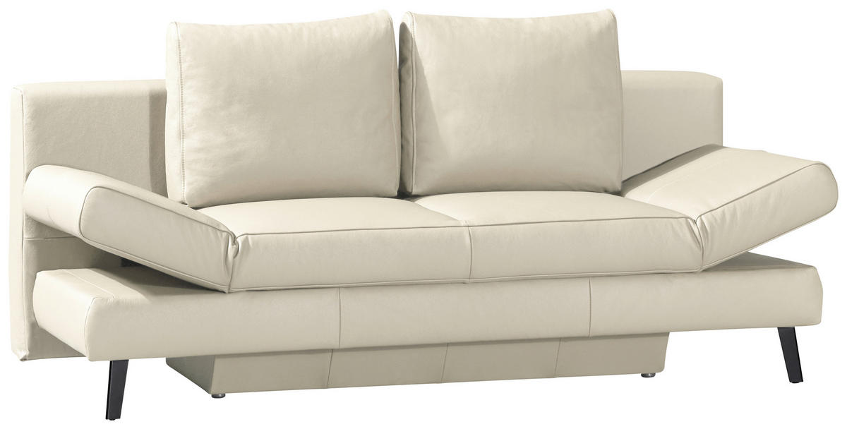 SCHLAFSOFA in Echtleder Naturfarben  - Schwarz/Naturfarben, Design, Leder/Metall (200/85/90cm) - Novel