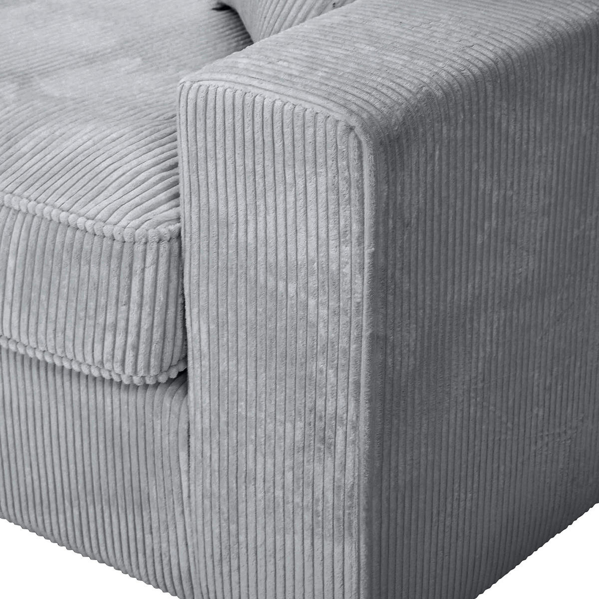 ECKSOFA Hellgrau Cord Zierkissen, Rückenkissen, Rücken echt  - Hellgrau/Schwarz, MODERN, Kunststoff/Textil (228/307cm) - Carryhome