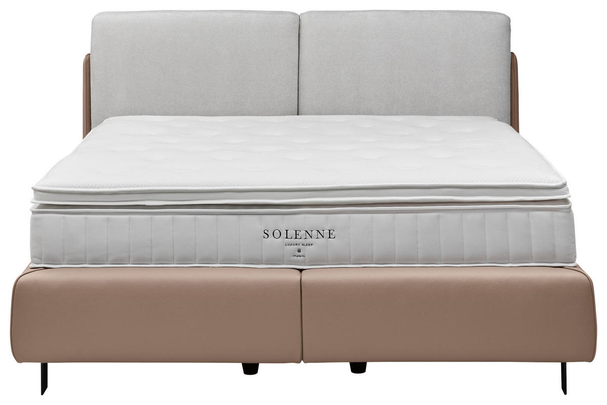 BOXSPRINGBETT 180/200 cm  in Hellbraun, Greige  - Hellbraun/Greige, Design, Textil/Metall (180/200cm) - Johann Jakob